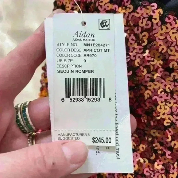 Aidan Aidan Mattox Strapless Sequin Romper. Size 0. NWT - Picture 4 of 8
